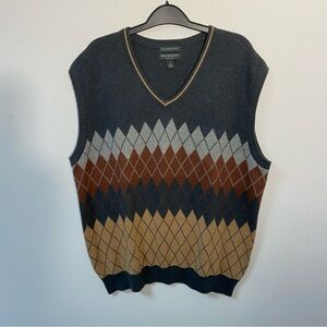 Lyle & Scott Men’s Sweater Vest V Neck Argyle Print Large
